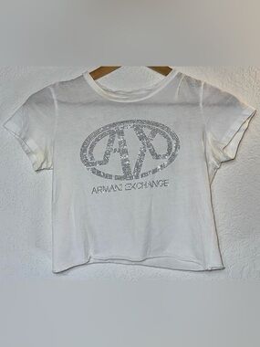 Armani Exchange White Crop TopTee